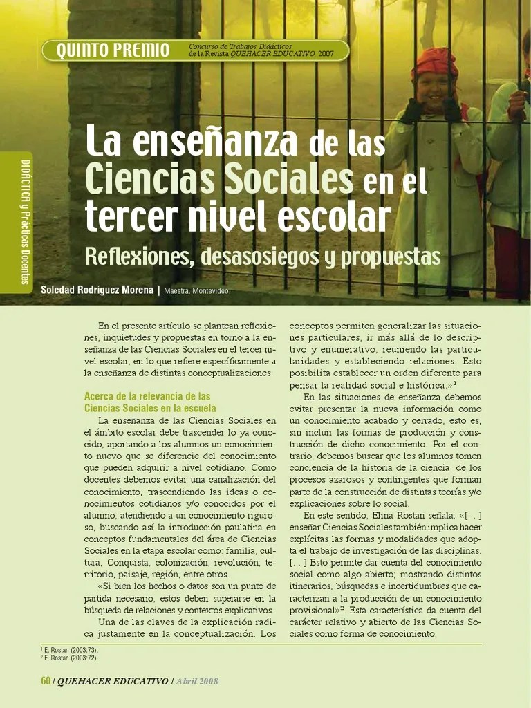 La Enseñanza De Las Ciencias Sociales En El Tercer Nivel Escolar | PDF ...