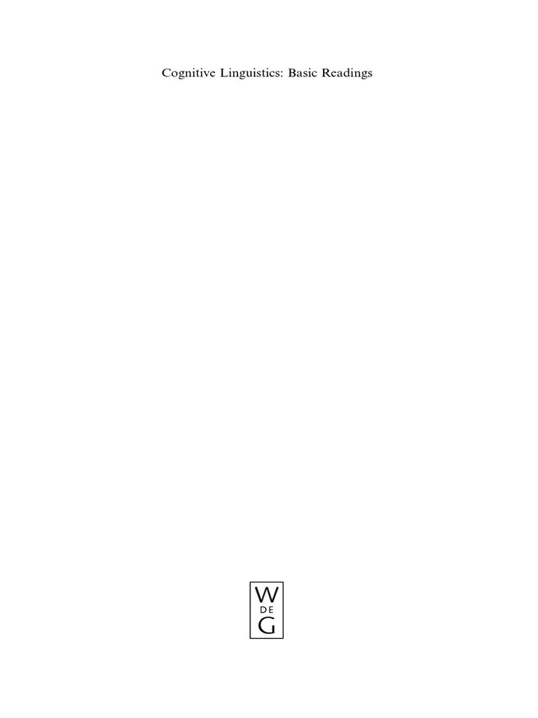 Cognitive Linguistics Basic Readings | PDF | Linguistics | Metaphor