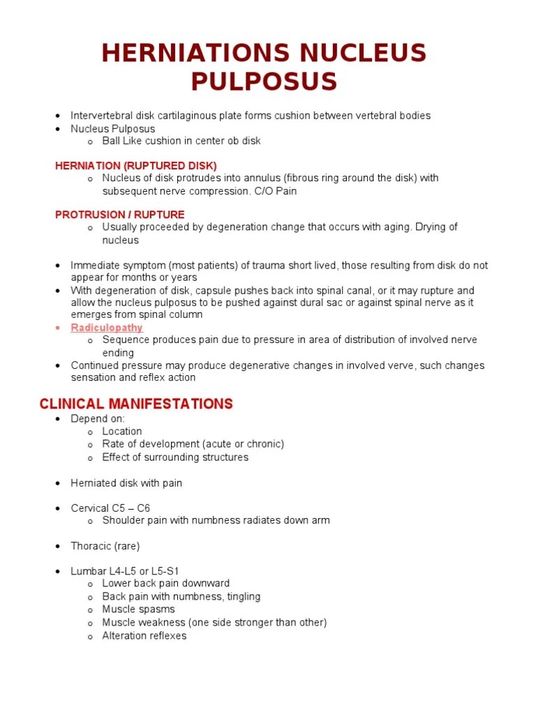 Herniations Nucleus Pulposus | PDF | Musculoskeletal System | Medicine