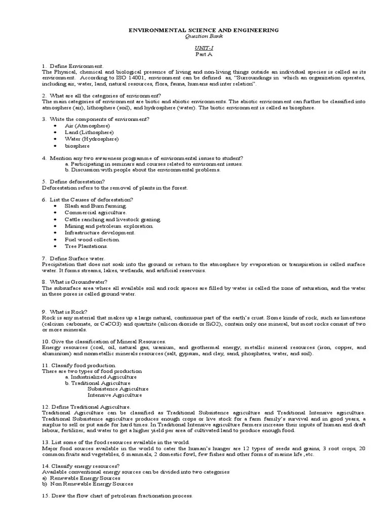 Evs Question Bank Pdf Biodiversity Ecosystem