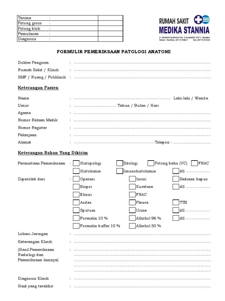 Buku ini merupakan buku guru yang dipersiapkan pemerintah dalam rangka implementasi kurikulum 2013. Form Pemeriksaan Patologi Anatomi