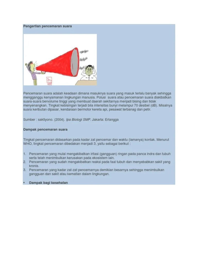 Pengertian Pencemaran Suara | PDF