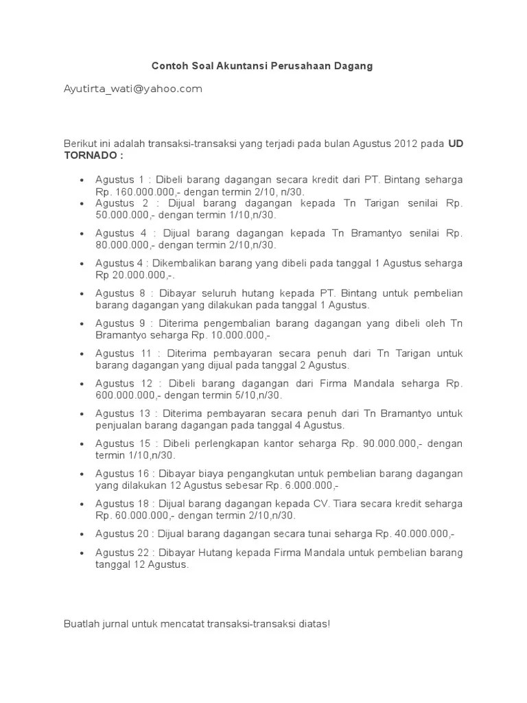 Koleksi Contoh Soal Dan Jawaban Akuntansi Perusahaan Dagang Metode Periodik [Terlengkap] 