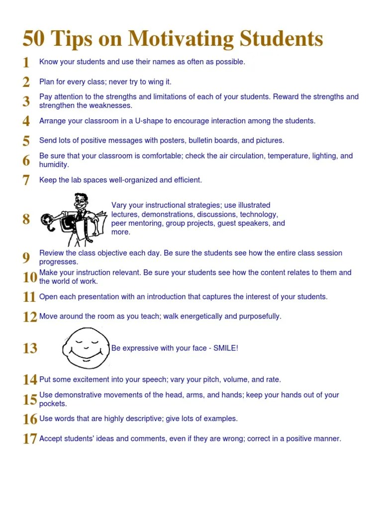 50 Tips On Motivating Students | Classroom | Teaching