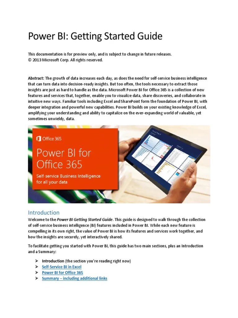Power BI - Getting Started Guide | PDF | Business Intelligence ...