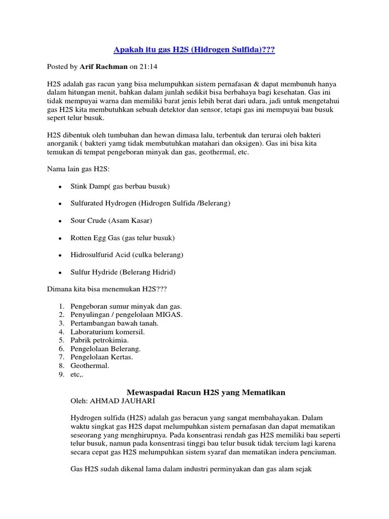 Apakah Itu Gas H2S | PDF