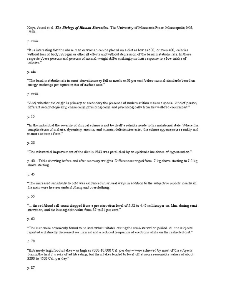 The Biology Of Human Starvation | PDF | Clinical Medicine | Wellness