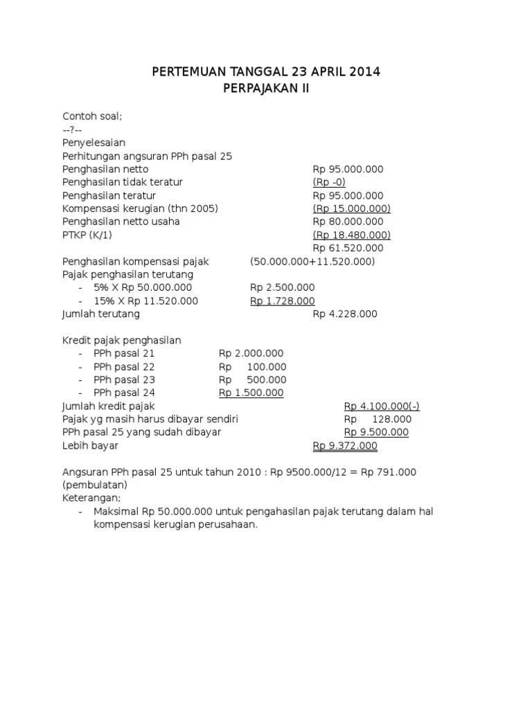 Contoh Soal Pph Pasal 23 Dan Penyelesaiannya Cute766