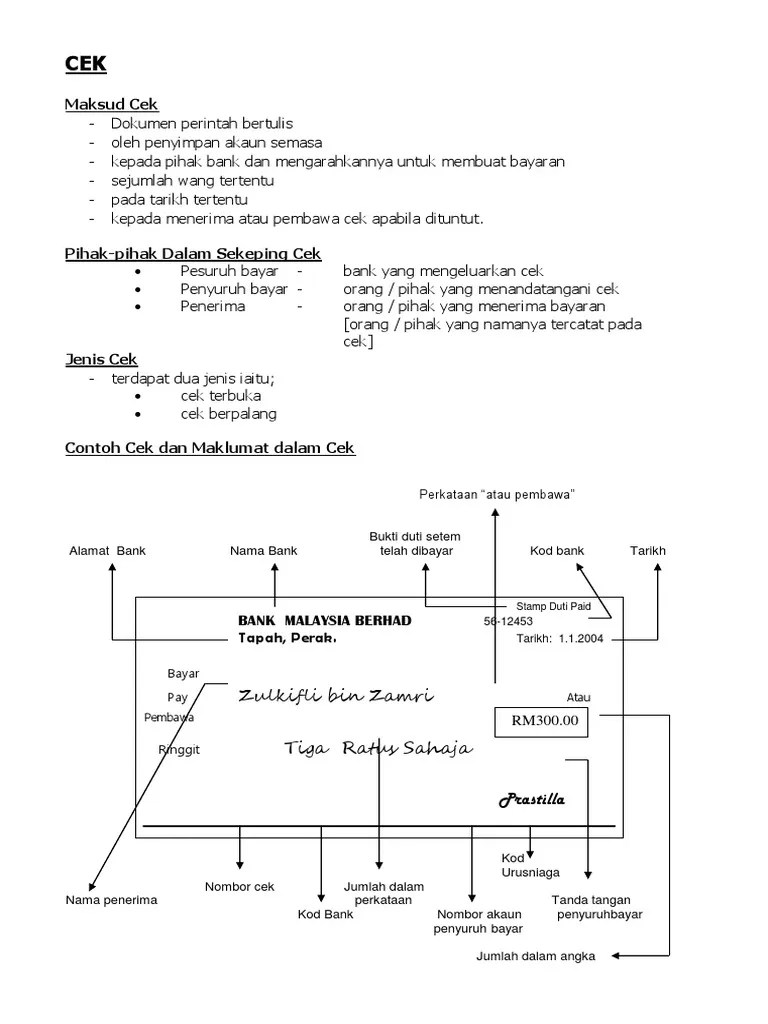 Contoh 5039085616549399 (tidak diberi spasi). Maksud Cek 56 12453 Tarikh 1 1 2004 Pdf