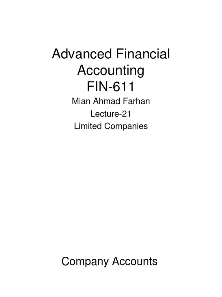 Advanced Financial Accounting - Slides Lecture 21 | PDF | Dividend | Equity (Finance)