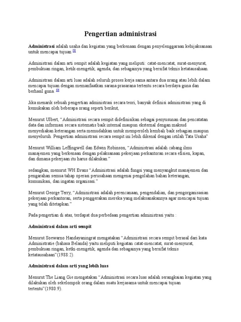 Pengertian Administrasi | PDF