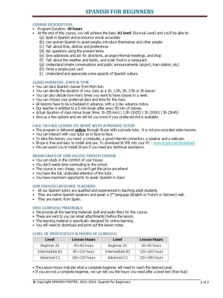 Spanish For Beginners | PDF | Tutor | Educational Technology