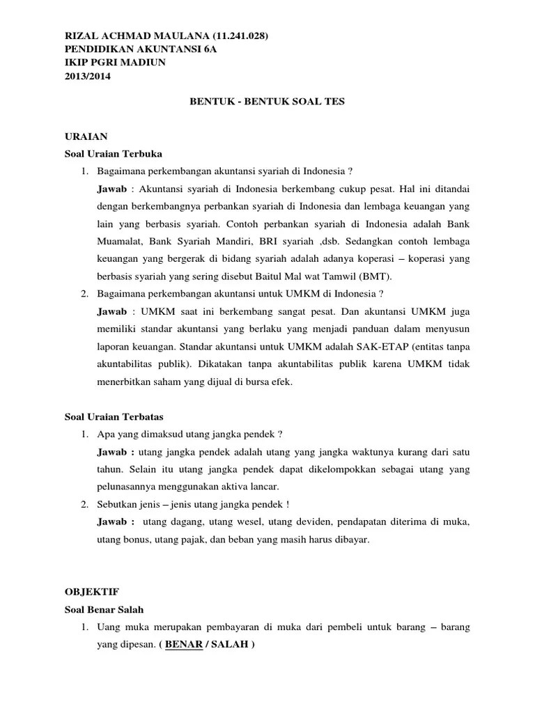 Pesawat sederhana tuas terdiri dari 3 jenis, di sini dijelaskan pengertian, rumus, contoh soal, dan pembahasan. Evaluasi Pembelajaran Buat Soal With Nama Pdf