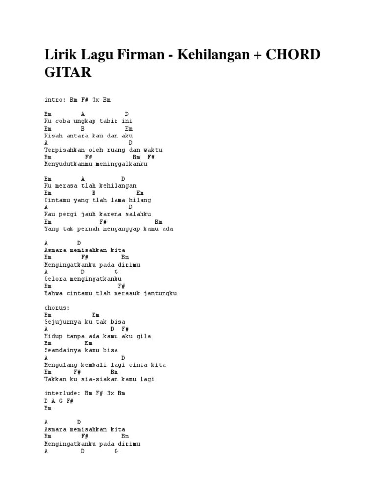 G c e hidup tanpa ada kamu aku gila. Lirik Lagu Firman Kehilangan Chord Pdf