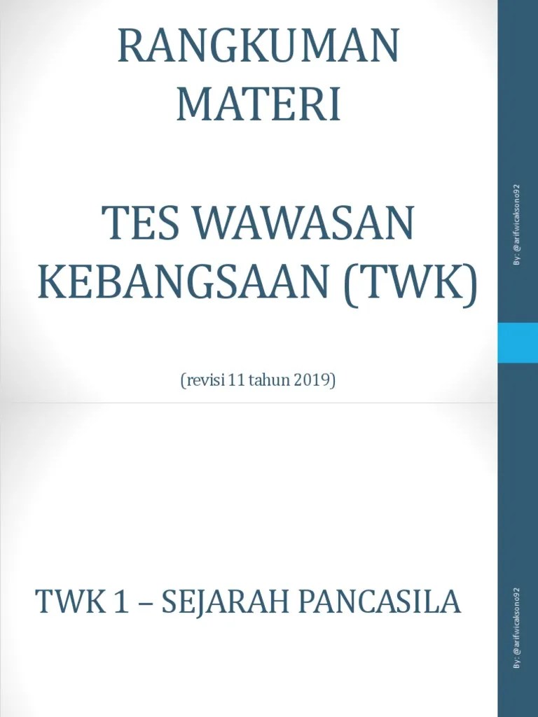 Materi tes wawasan kebangsaan (twk) ini sangat penting karena merupakan salah satu poin tes cpns untuk mengukur serta menilai rasa . Ppt Bahan Materi Tes Wawasan Kebangsaan Twk Pdf