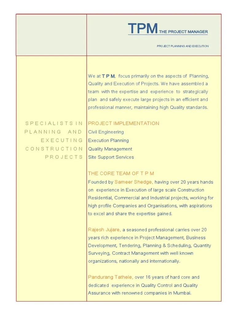 TPM The Project Manager | PDF | Project Manager | Specification ...