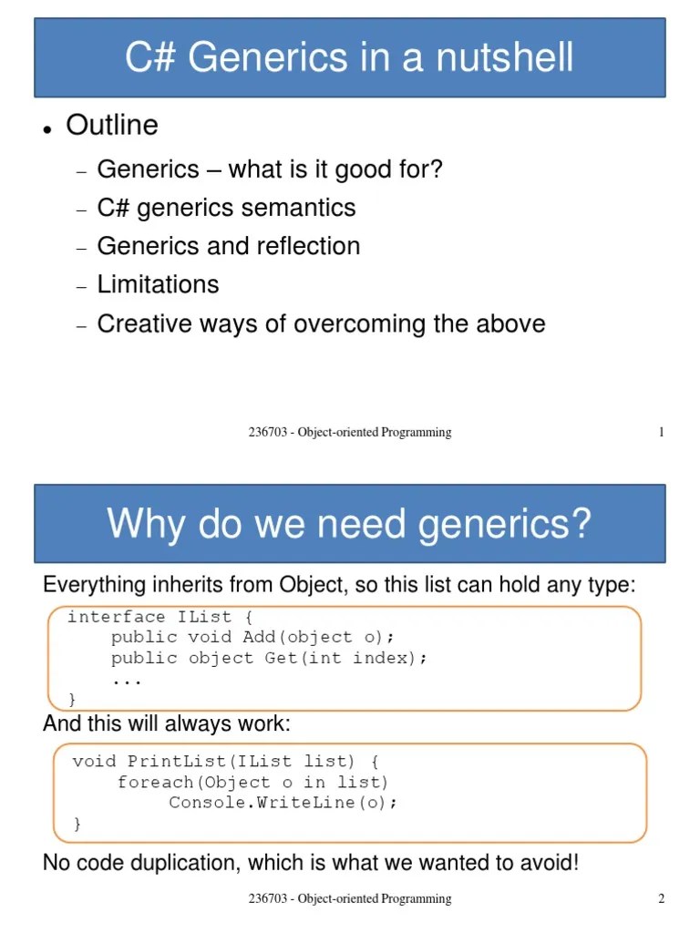 C# Generics | PDF | C Sharp (Programming Language) | Parameter ...
