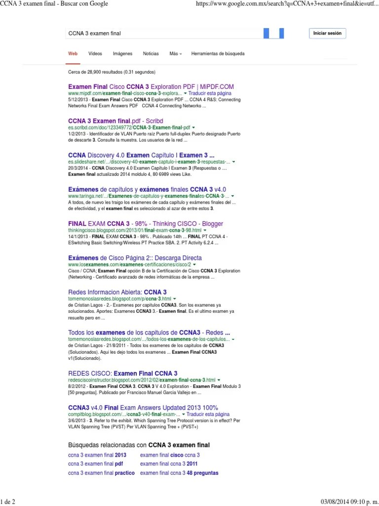 CCNA 3 Examen Final | PDF | Certificaciones De Cisco | Tecnologías De ...