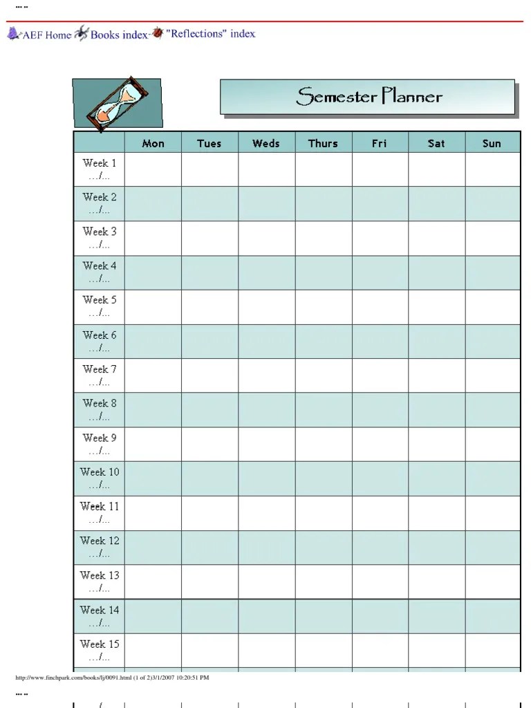 Semester planner template