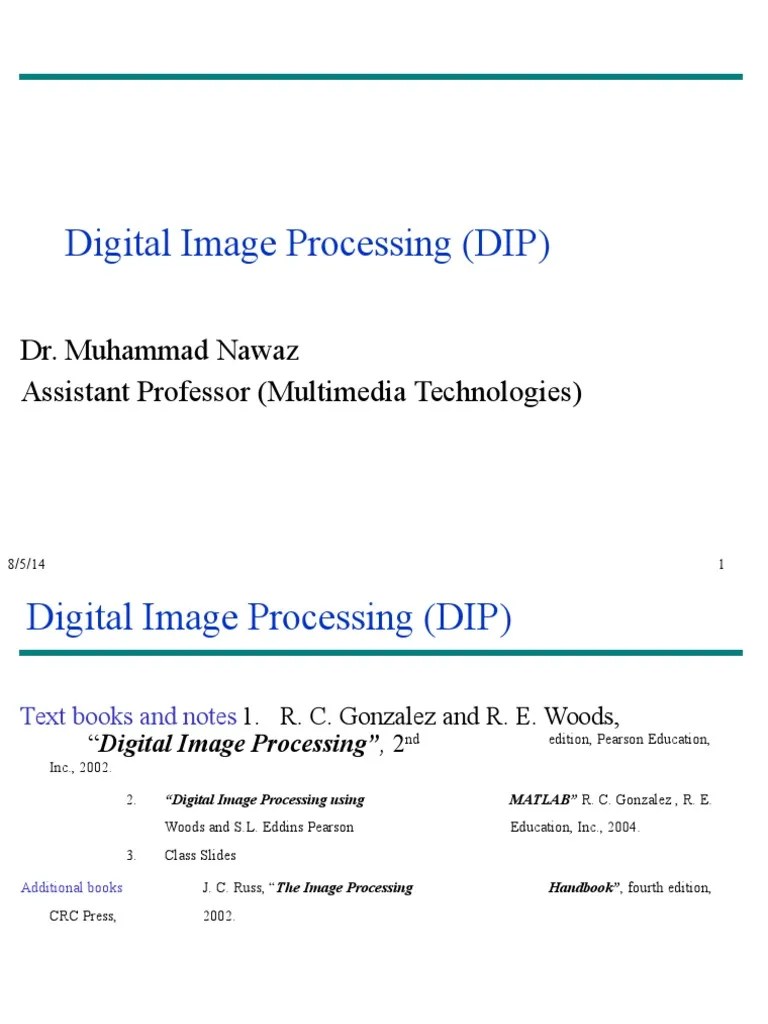 Digital Image Processing (DIP) : Dr. Muhammad Nawaz Assistant Professor (Multimedia Technologies ...