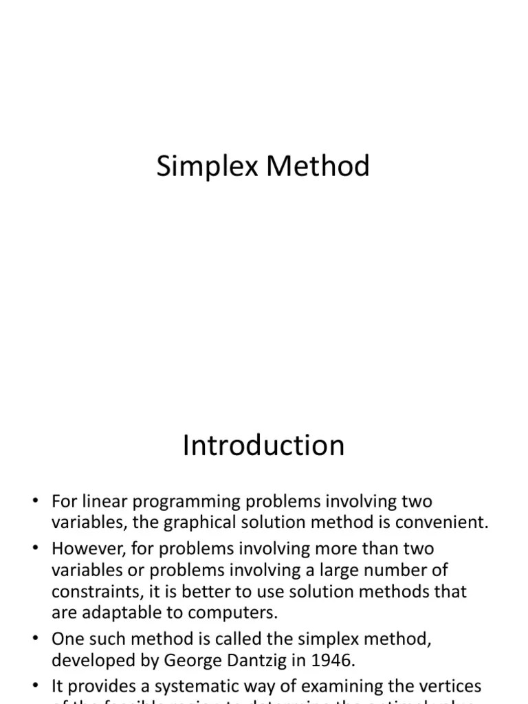 Simplex Method | PDF | Linear Programming | Mathematics Of Computing