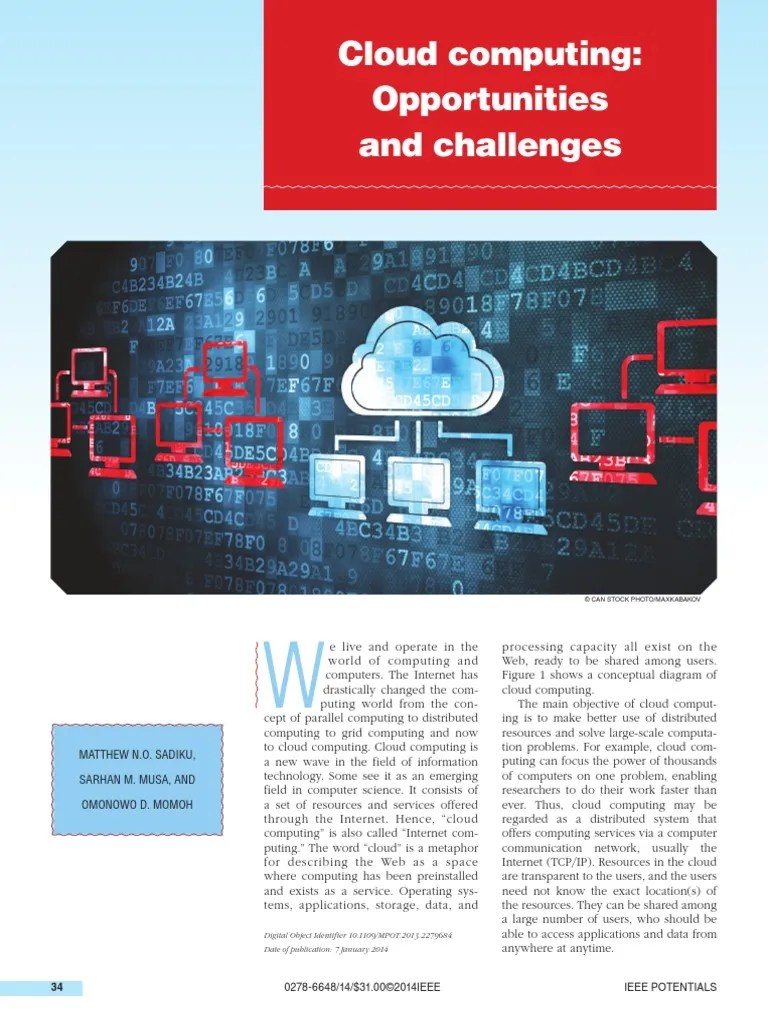 Cloud Computing: Opportunities And Challenges | Software As A Service ...