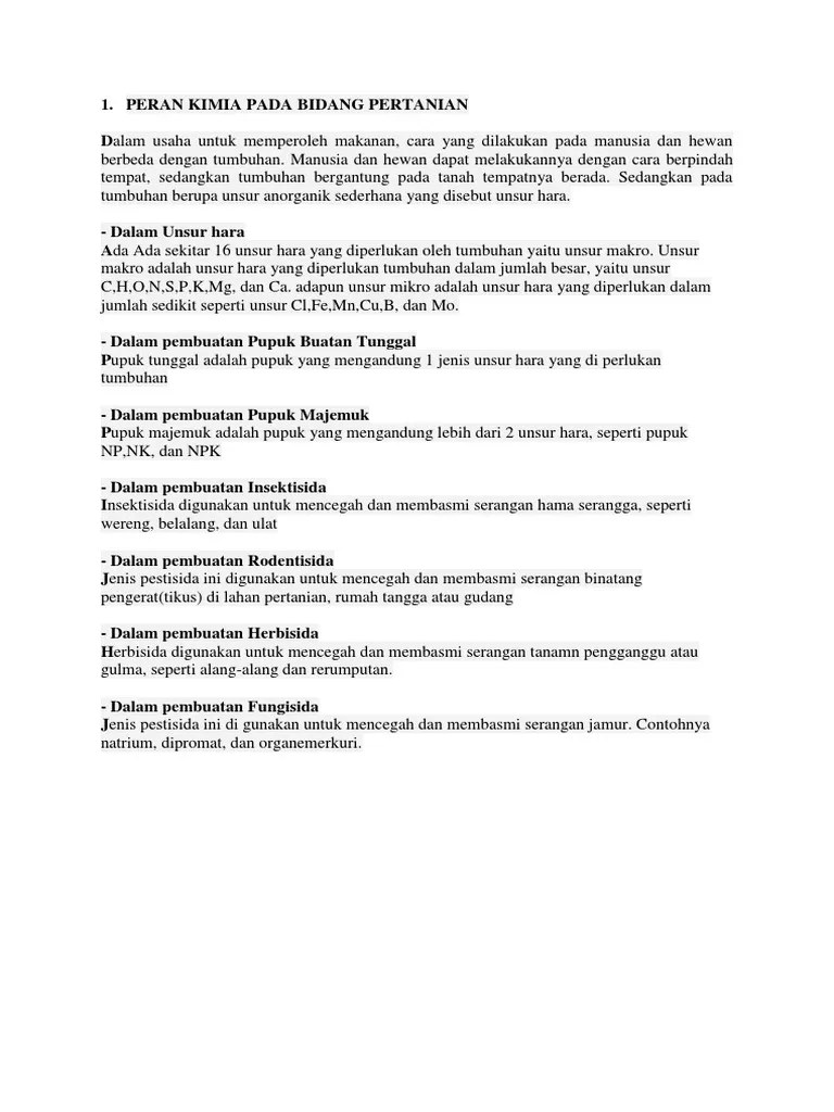 Contoh Peranan Ilmu Kimia Dalam Bidang Pertanian - Terkait Ilmu