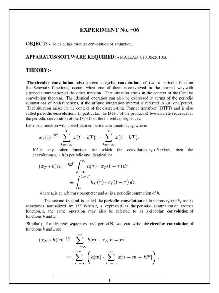 Circular Convolution On Matlab | PDF | Convolution | Matrix (Mathematics)
