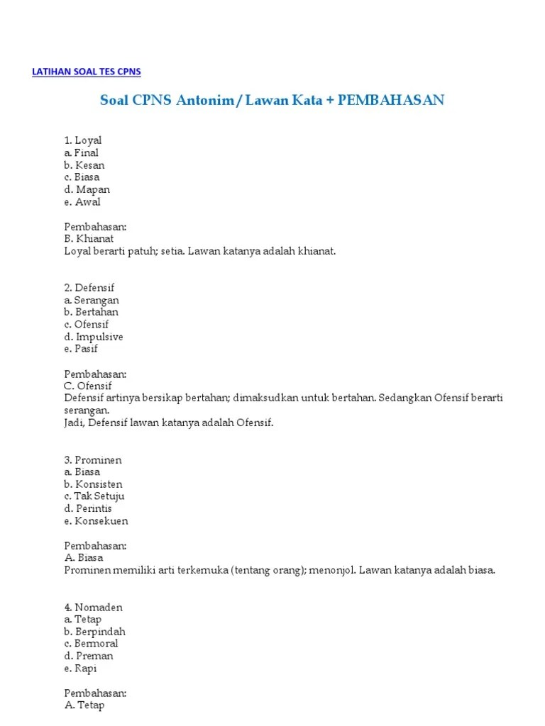 Contoh Soal Cpns Dan Kunci Jawaban Serta Kisi Kisi Soal Cpns 2019 2020 Mitra Kuliah 
