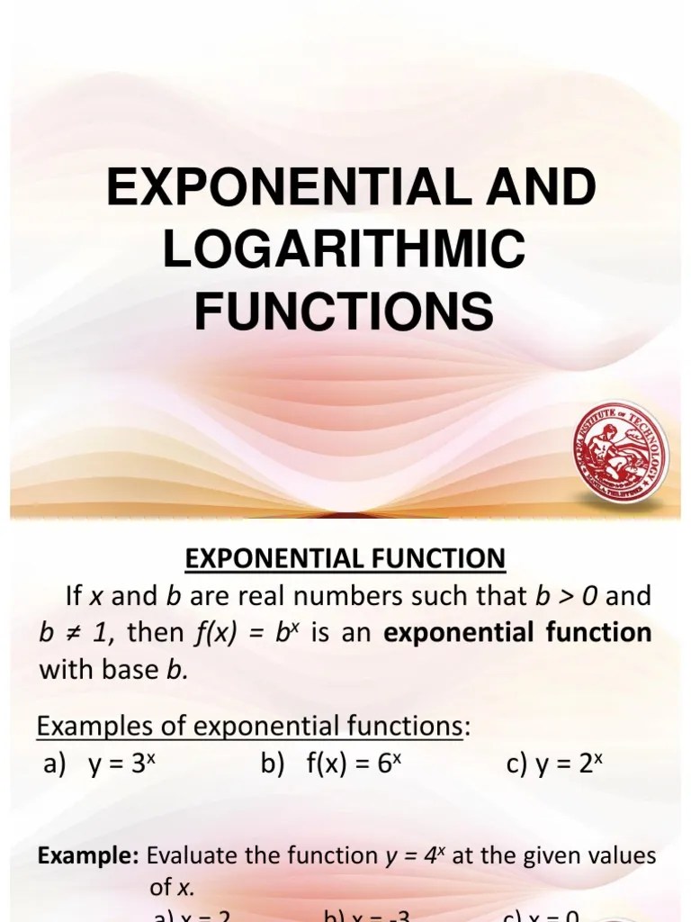 L11 Exponential And Logarthmic Functions | PDF | Logarithm | Function (Mathematics)