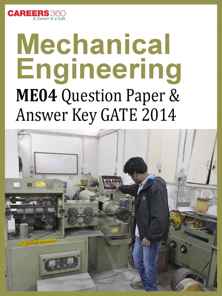 GATE 2014 Question Paper - Mechanical Engineering ME04 & Answer Key | PDF | Fluid Dynamics | Gear