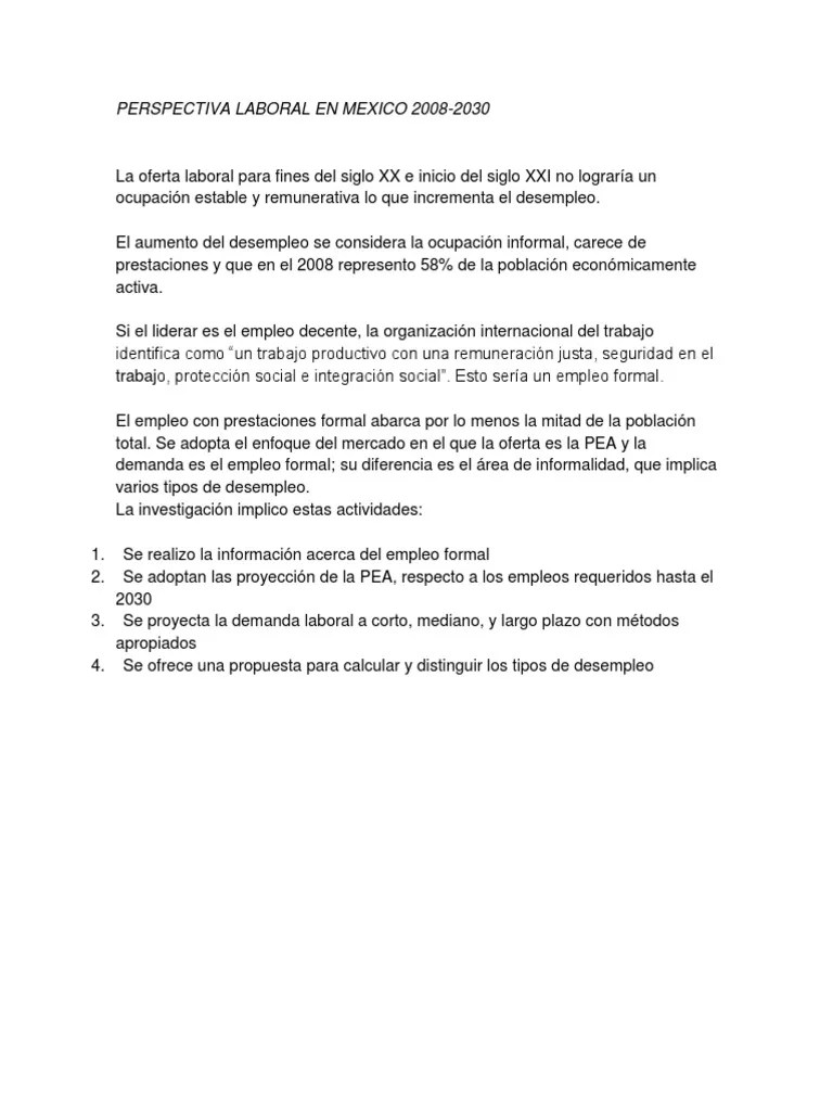 Perspectiva Laboral En Mexico 2008 | PDF | Desempleo | Ciencias Sociales
