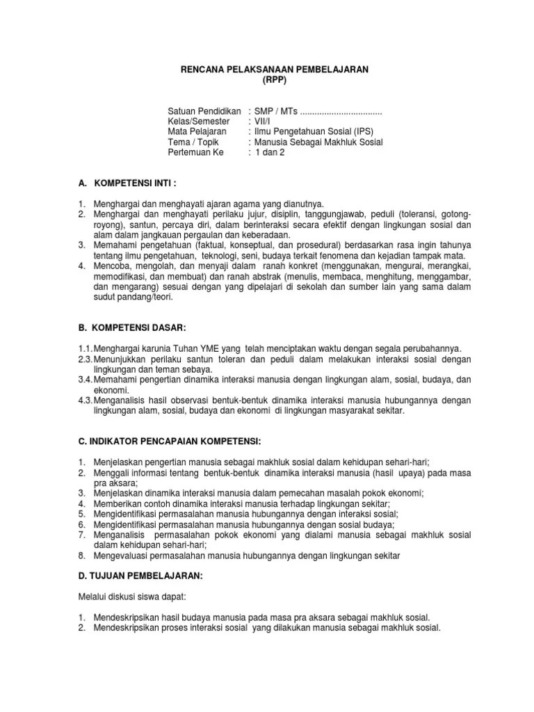Rpp ips smp kelas 8 . Rpp Ips Smp Kurikulum 2013 Kelas 7 1 Pdf