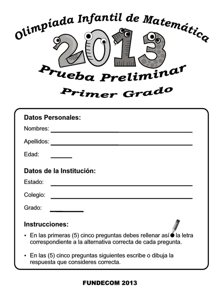 Ejercicios Olimpiadas Matematicas 1er Grado | PDF