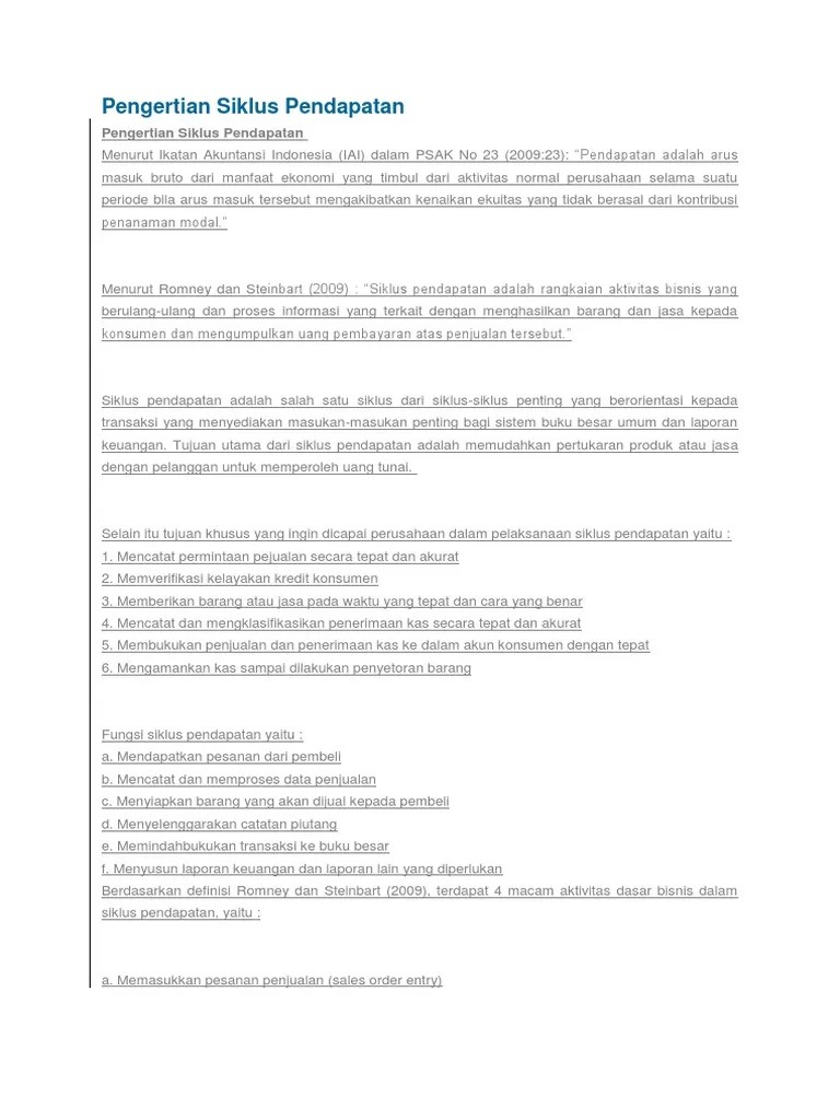 Pengertian Siklus Pendapatan | PDF