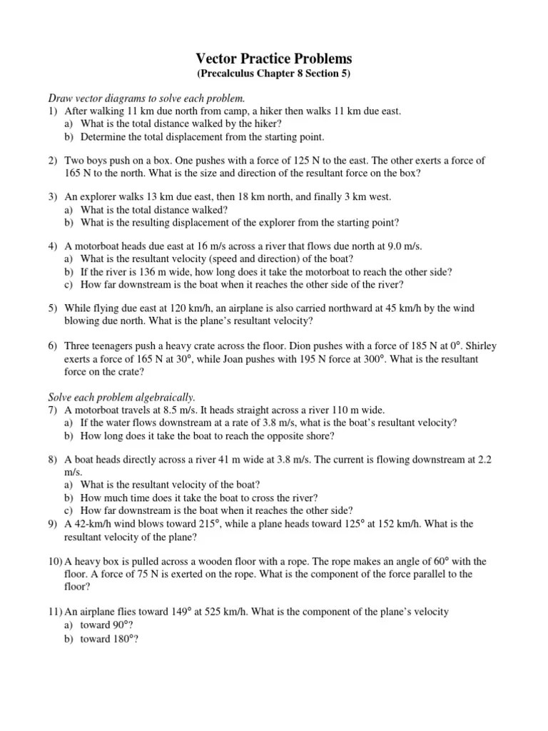Solving Vector Problems Through Diagrams And Algebraic Calculations ...