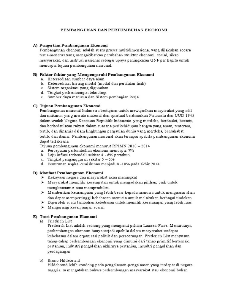 Pembangunan Dan Pertumbuhan Ekonomi | PDF
