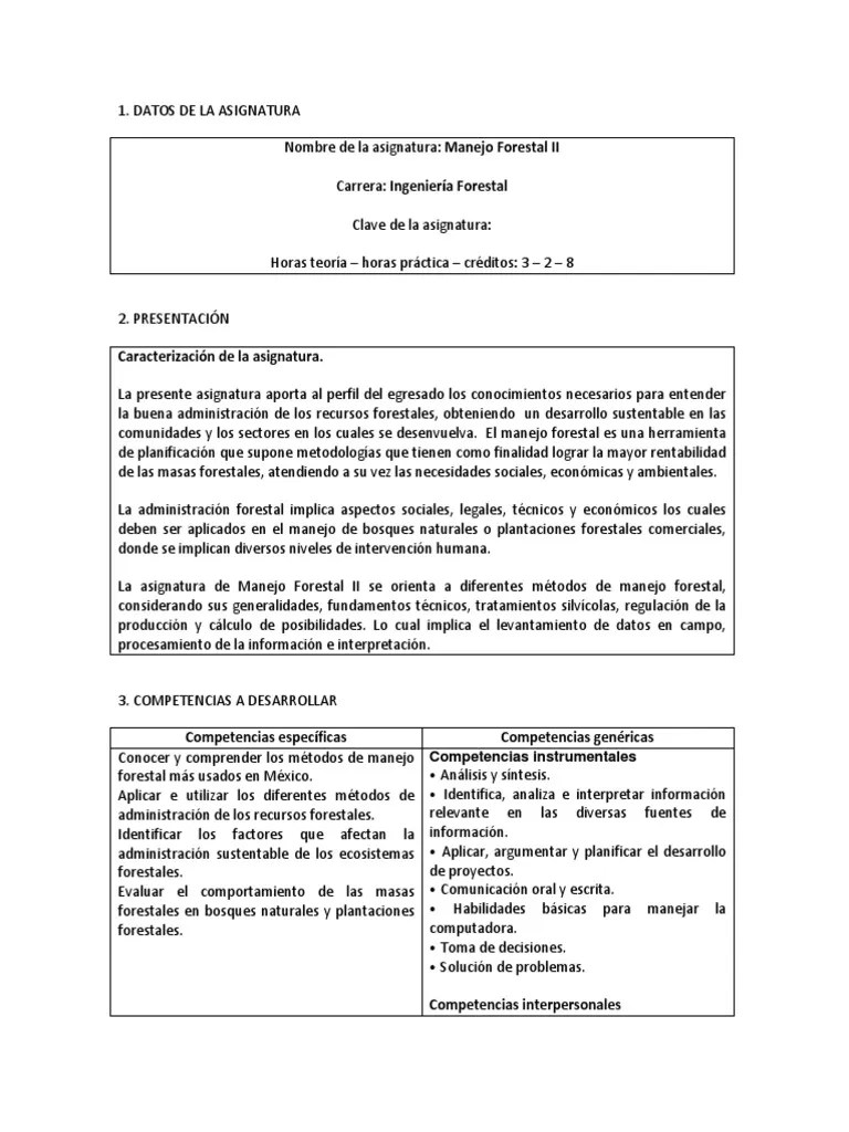 Manejo Forestal II | PDF | Gestión De Bosques | Los Bosques