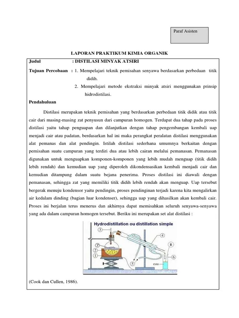 Laporan Praktikum DISTILASI MINYAK ATSIRI | PDF