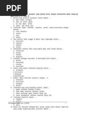 Maybe you would like to learn more about one of these? Soal Latihan Ulangan Harian Ipa Smp Kelas 7 Bab Ekosistem
