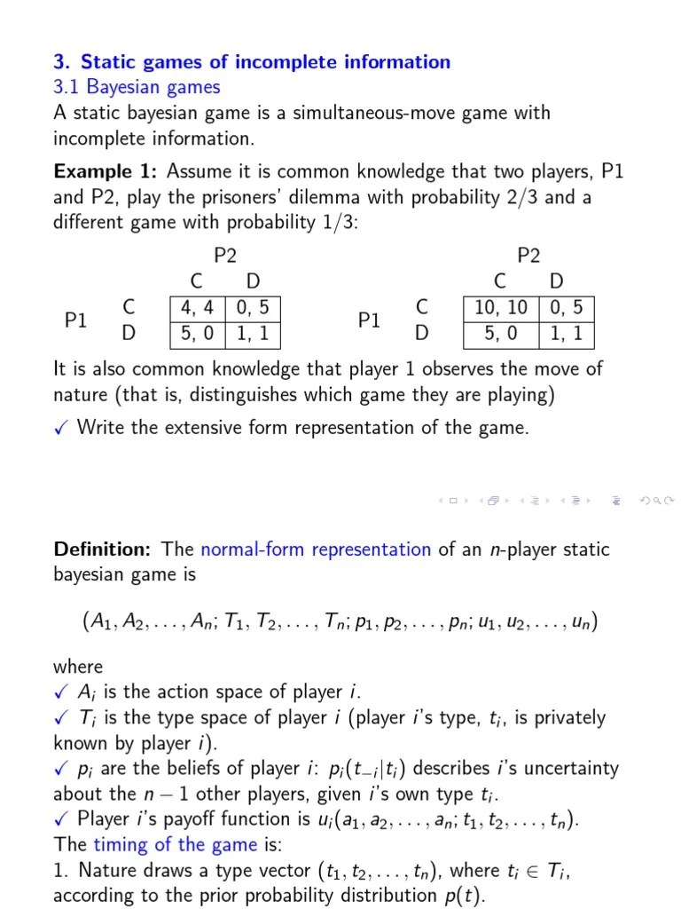 Static Games With Incomplete Information | PDF | Probability Theory ...