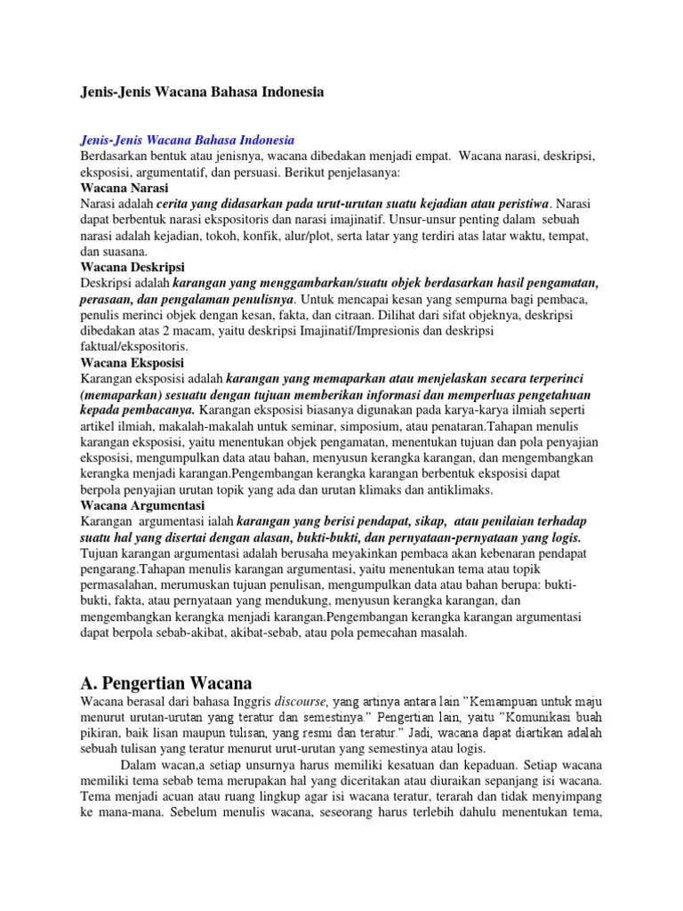 Jenis jenis wacana