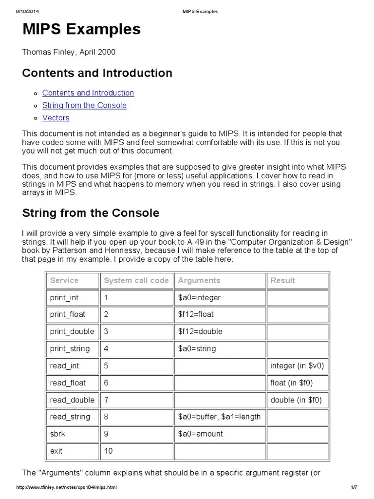 MIPS Programming Examples | PDF | String (Computer Science) | Array ...