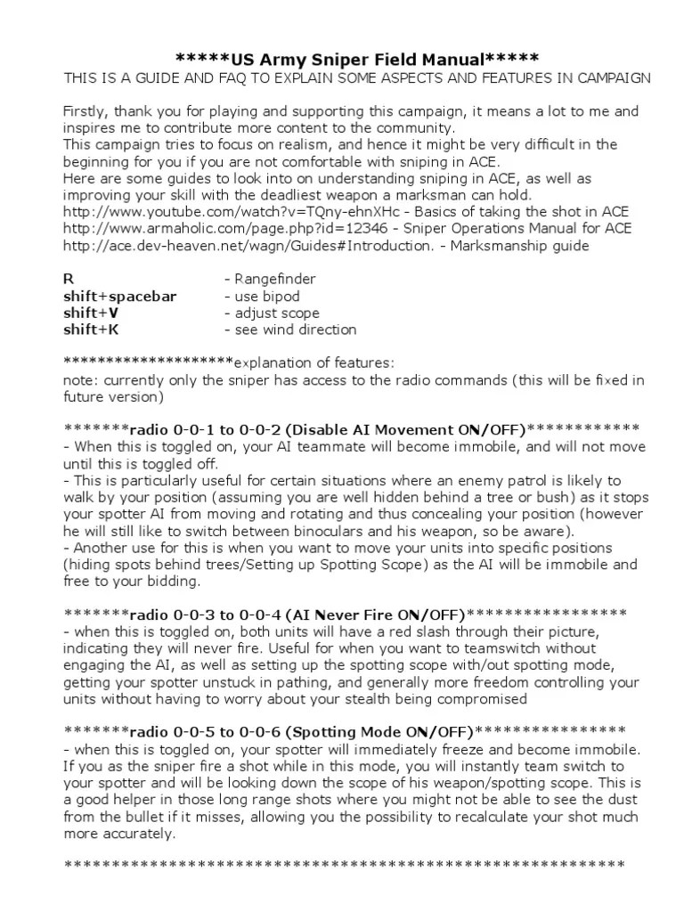 ARMA 2 Sniper Field Manual | PDF | Sniper | Minute And Second Of Arc