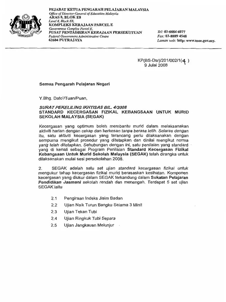 Buku panduan standard kecergasan fizikal kebangsaan segak sekolah rendah national physical fitness standard for malaysian school . 01a Surat Pekeliling Ikhtisas Pajsk Pdf