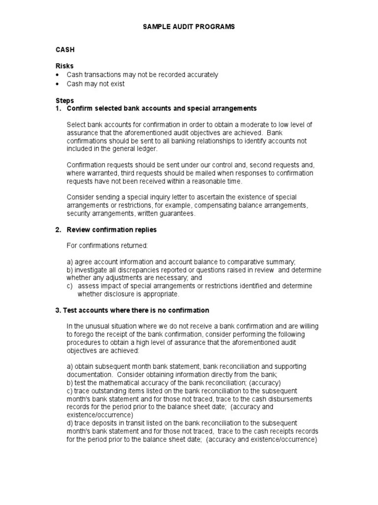 Sample Audit Program | PDF | Accounts Payable | Inventory