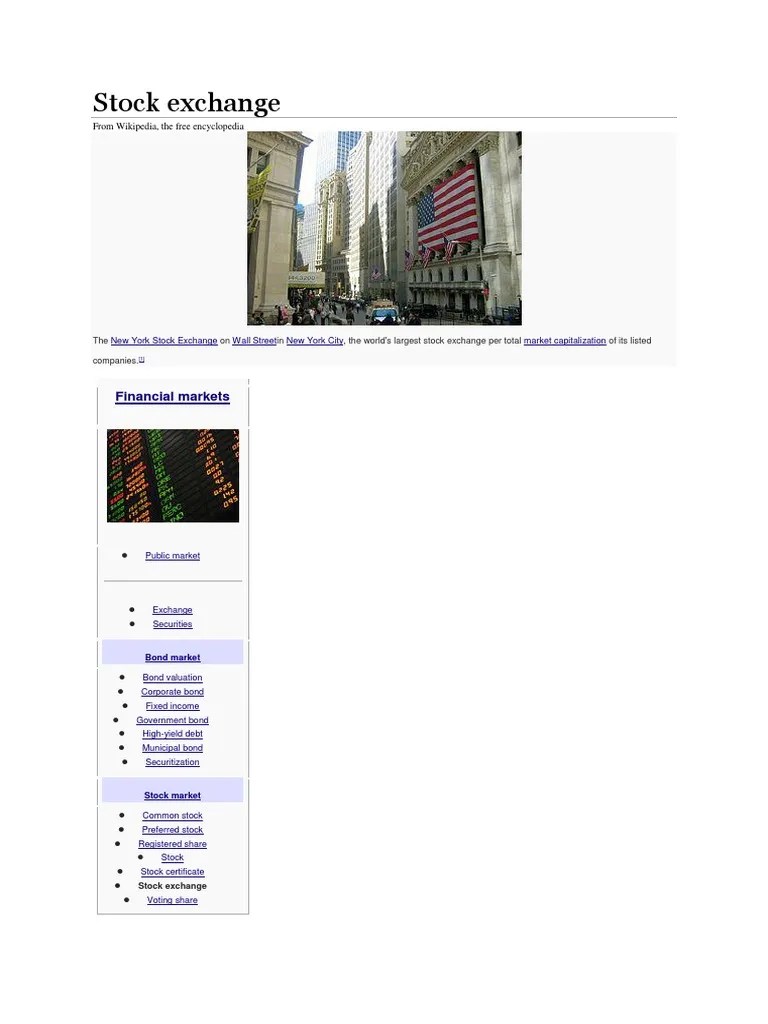 Stock Exchange: Financial Markets | PDF | Stock Exchange | Financial Markets