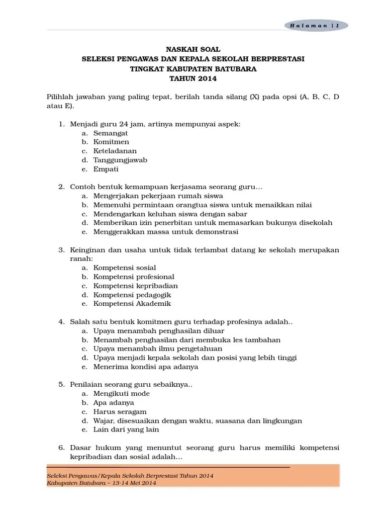 Contoh Soal Pedagogik Febri Masda Academia Edu Soal tes kompetensi kepribadian guru.
