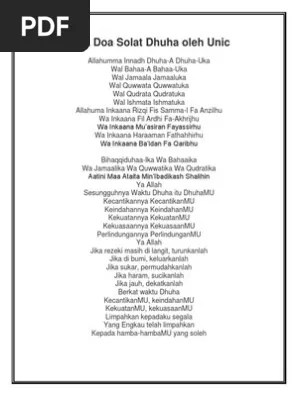 Doa Solat Sunat Dhuha Rumi : Lirik Doa Solat Dhuha Oleh Unic Pdf