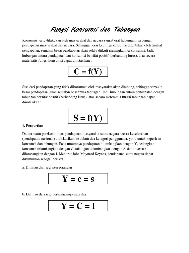 Fungsi Konsumsi Dan Tabungan